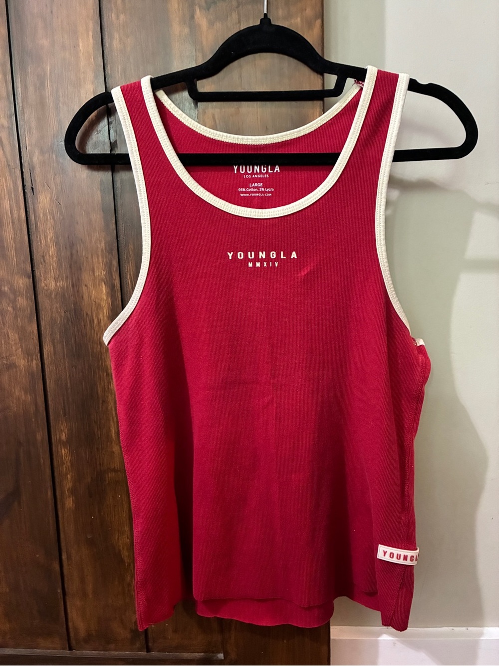 YoungLA Rocket Ribbed Jersey Tank Red Large Gently Preloved Summer Beach Gym